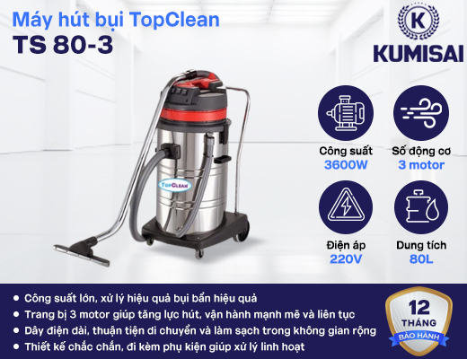 Máy hút bụi công nghiệp TopClean TS 80-3 - 2